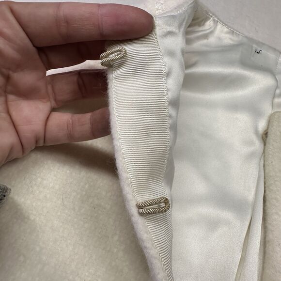 Vintage Style Cream Cropped Jacket Boxy Fit Lined Hook Closure Minimalist - Picture 5 of 7